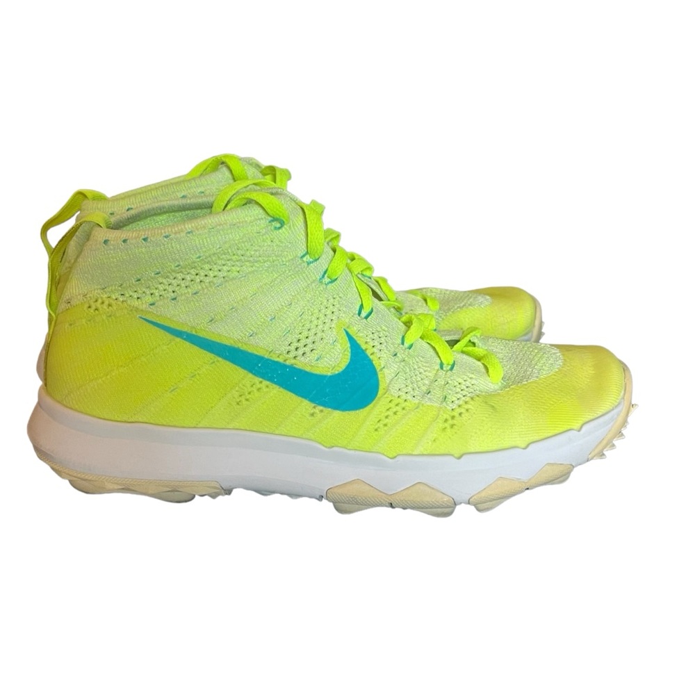 Nike‎ Flyknit Chukka Spikeless Golf Shoes Volt Blue 819006-700 Womens Sz 9